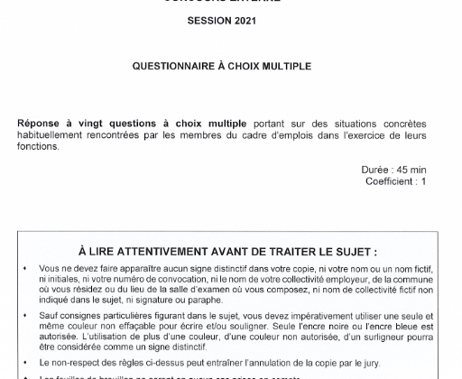 Sujet corrigé du CDG 41 - Concours Atsem 2021 - Page 1