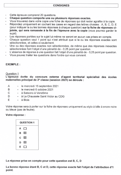 Sujet corrigé du CDG 41 - Concours Atsem 2021 - Page 2