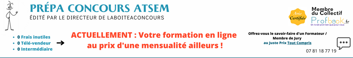 Concours Atsem : Cours, Exercices, QCM, visios, ....