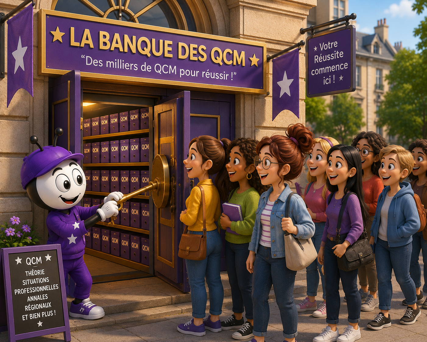 Candidate qui s’entraîne avec des QCM et annales corrigées du concours ATSEM