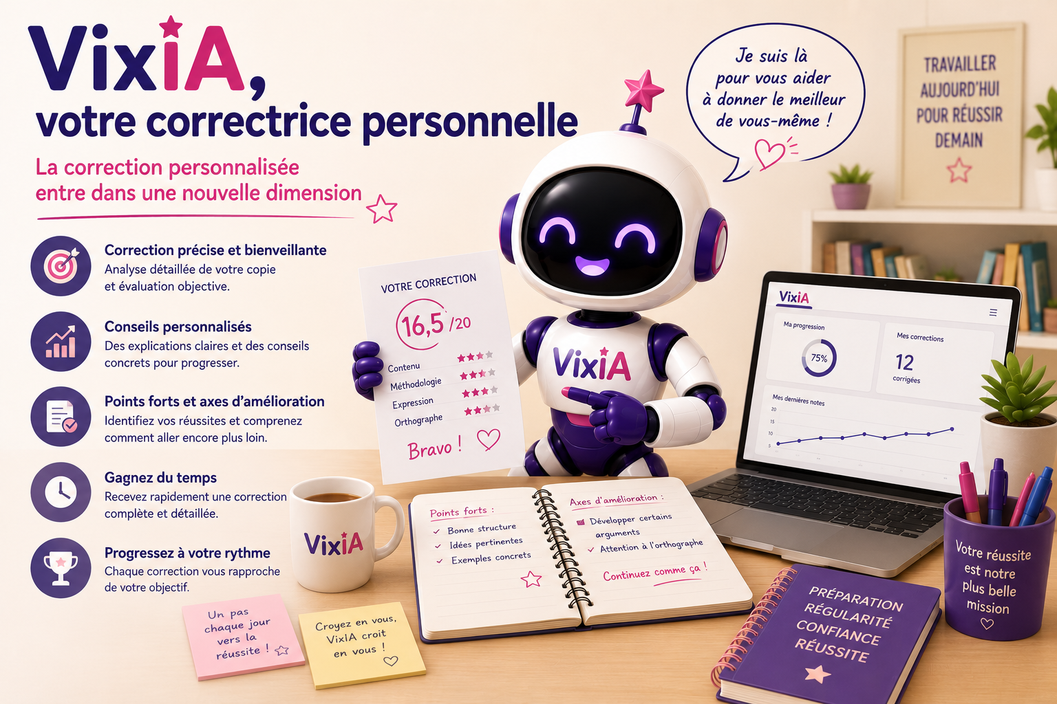 VixIA proposant une correction personnalisée pour un entraînement au concours ATSEM